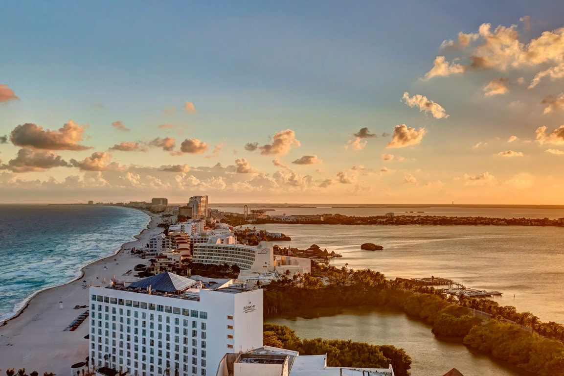 Beachfront destination wedding setting in the Cancun area