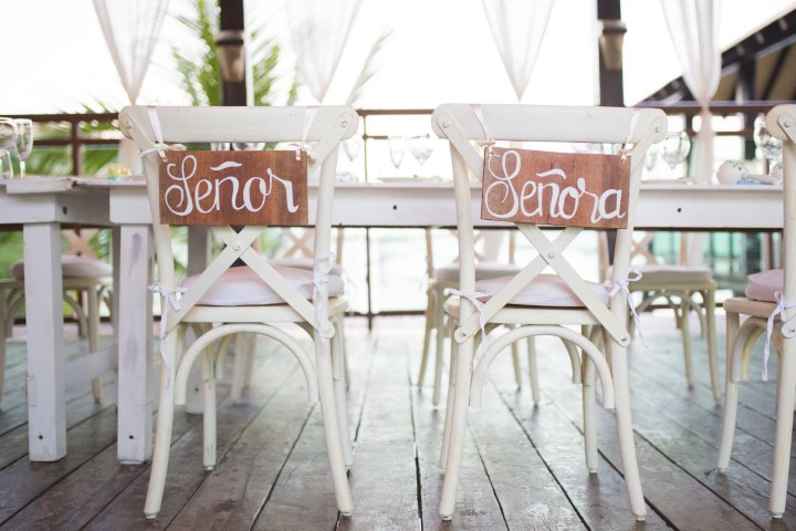 Wedding ceremony chairs and decor