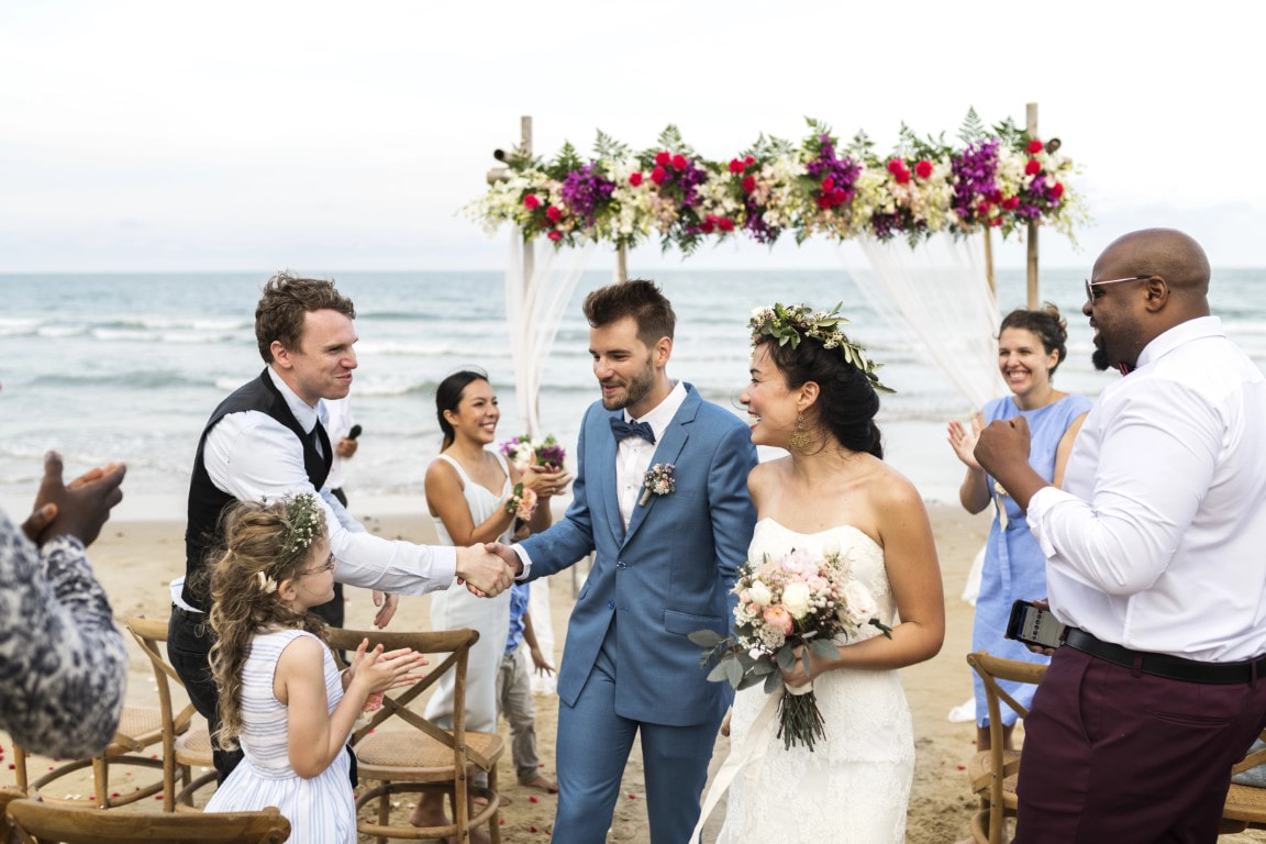 Wedding ceremony by the ocean